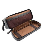 Real Brown Leather Toiletry Wash Bag Cosmetic Shaving Kit Travel Pouch Neil 3