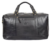 Real Leather Holdall Sports Weekend Cabin Size Travel Duffle Bag Atlanta Black
