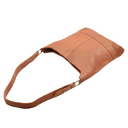 Genuine Cognac Leather Shoulder Hobo Bag For Women Slim Zip Top Ava 4