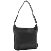 Genuine Black Leather Shoulder Hobo Bag For Women Slim Zip Top Ava 3
