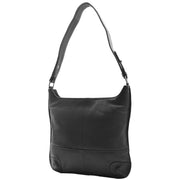 Genuine Black Leather Shoulder Hobo Bag For Women Slim Zip Top Ava 1