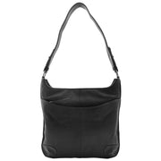 Genuine Black Leather Shoulder Hobo Bag For Women Slim Zip Top Ava 5