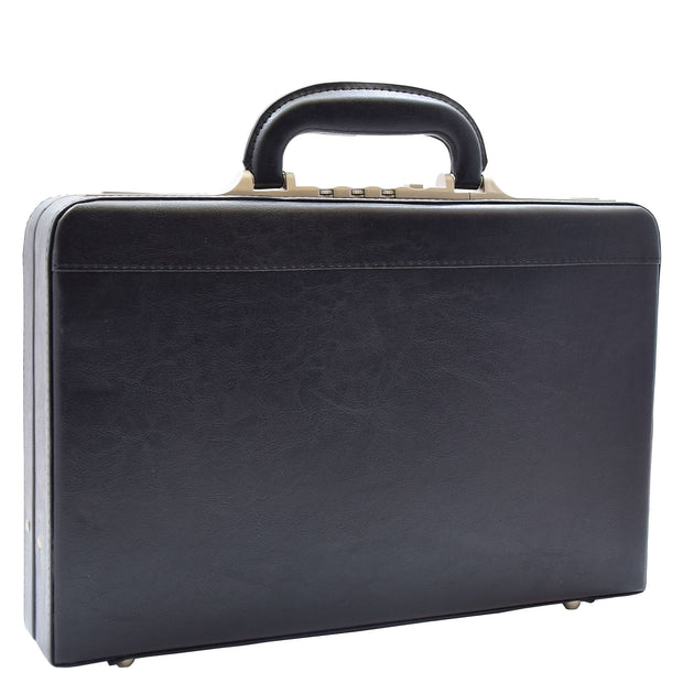 Men Women Classic Small Attaché Slim Briefcase Dual Lock Business Bag Pixie