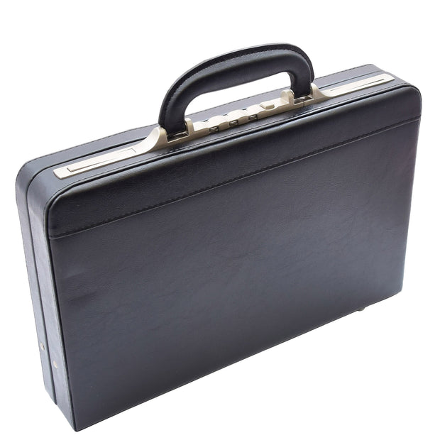 Men Women Classic Small Attaché Slim Briefcase Dual Lock Business Bag Pixie