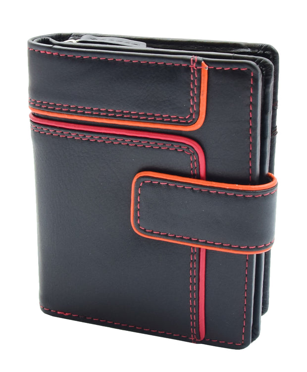 Womens Multicoloured Leather Purse RFID Safe Mid-Sized ID Notes Coins Card Slots Rainbow Black