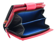Womens Soft Multicoloured Leather Purse Cards ID Notes Coins RFID Safe Madam Black/ Multi