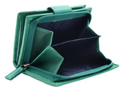 Womens Soft Leather Purse Mid-Sized Cards ID Notes Coins Pocket RFID Safe Boxed Alder Green
