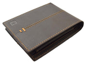 Mens Brown Hunter Leather Bifold Wallet RFID Safe ID Credit Card Banknotes Slots Boxed Smith