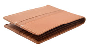 Mens Leather Wallet Slim Bifold RFID Safe  Credit Card Notes Section Tom Cognac