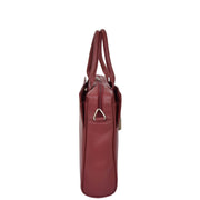 Womens Luxury Soft Leather Briefcase Shoulder Bag A62 Red Side