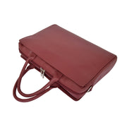Womens Luxury Soft Leather Briefcase Shoulder Bag A62 Red Letdown