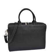 Womens Luxury Soft Leather Briefcase Shoulder Bag A62 Black