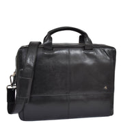 Genuine Leather Briefcase Laptop Organiser Business Office Bag A124 Black