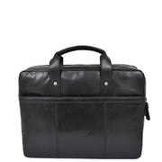 Genuine Leather Briefcase Laptop Organiser Business Office Bag A124 Black Back