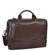 Genuine Leather Briefcase Laptop Organiser Business Office Bag A124 Brown