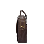 Genuine Leather Briefcase Laptop Organiser Business Office Bag A124 Brown Side