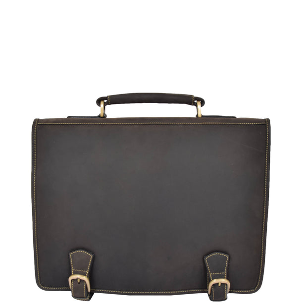 Real Leather Vintage Brown Briefcase Laptop Shoulder Bag A134 Front
