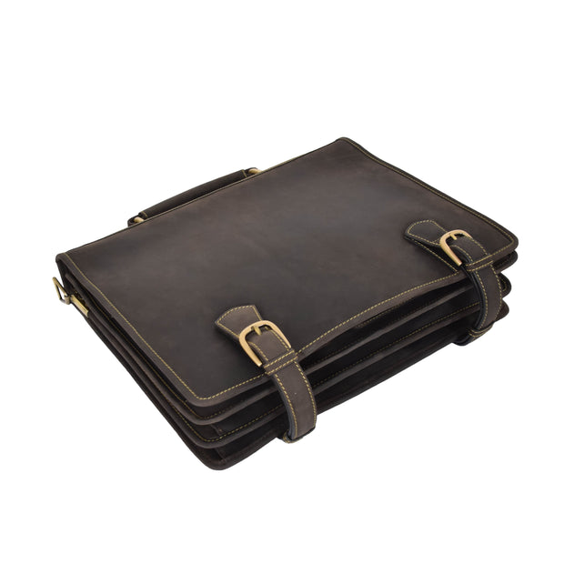 Real Leather Vintage Brown Briefcase Laptop Shoulder Bag A134 Letdown