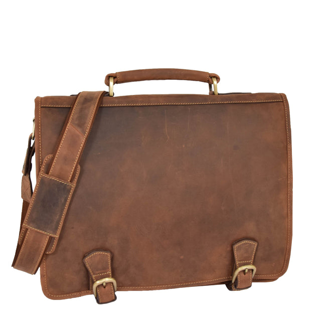 Real Leather Vintage Tan Briefcase Laptop Shoulder Bag A134