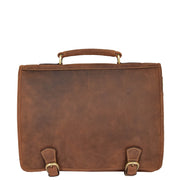 Real Leather Vintage Tan Briefcase Laptop Shoulder Bag A134 Front