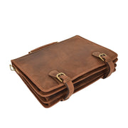 Real Leather Vintage Tan Briefcase Laptop Shoulder Bag A134 Letdown