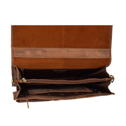 Real Leather Vintage Tan Briefcase Laptop Shoulder Bag A134 Top Open