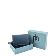 Womens Trifold Genuine Leather Purse Compact Clutch Style Wallet AL16 Blue With Box