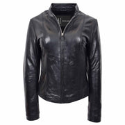 Womens Leather Jacket Soft Black Fitted Classic Biker Style AlS1