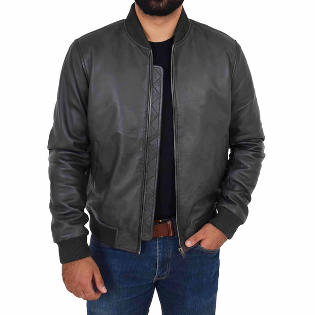 Mens Genuine Leather Bomber Jacket Varsity Coat Jaxson Dark Brown
