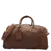 Wheeled Holdall Real Hunter Leather Travel Duffle Cabin Size Rolling Weekend Bag Albert