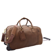 Wheeled Holdall Real Hunter Leather Travel Duffle Cabin Size Rolling Weekend Bag Albert