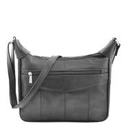 Ladies Soft Leather Crossbody Bag Twin Zip Top Everyday Organiser Bertha Black