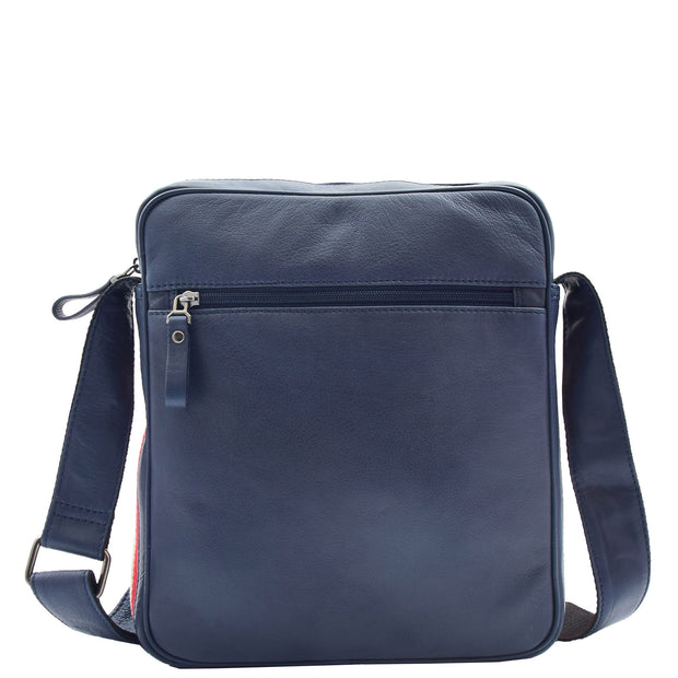 Mens Genuine Leather Messenger Flight Shoulder Bag Organiser Eric Navy 6