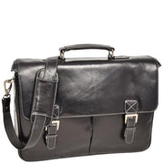 Mens Real BLACK Leather Briefcase File Case Satchel Bag Varna