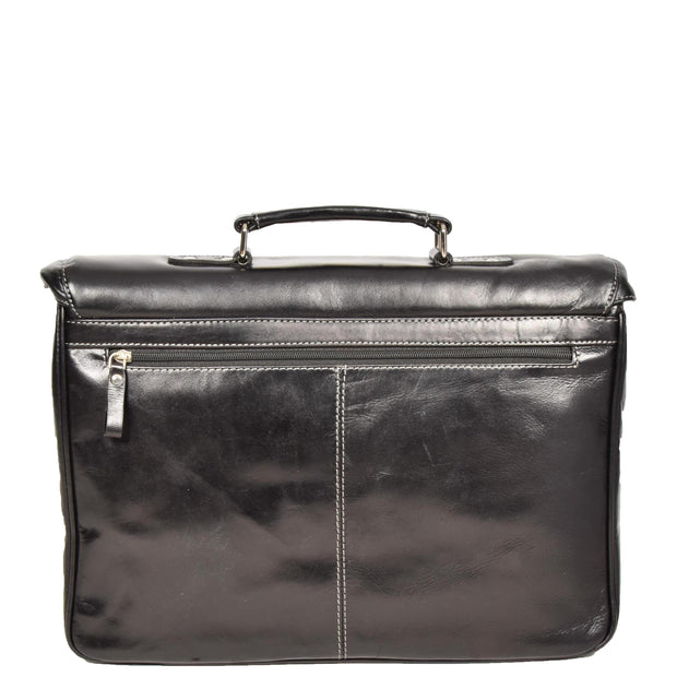 Mens Real BLACK Leather Briefcase File Case Satchel Bag Varna Back