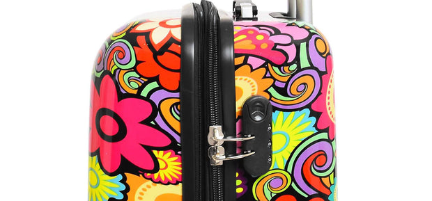 4 Wheel Suitcases Multicoloured Flower Print PC Hard Shell Luggage Lightweight Travel Bags Orchid