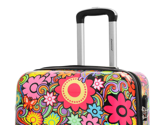 4 Wheel Suitcases Multicoloured Flower Print PC Hard Shell Luggage Lightweight Travel Bags Orchid