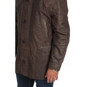 Gents Classic Soft Leather Parka Overcoat Clive Brown Feat1