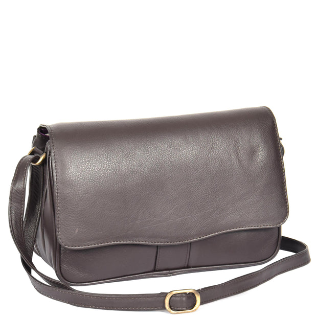 Womens Brown Leather Shoulder Messenger Handbag Ada With Belt