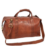 Genuine Leather Holdall Vintage Tan Travel Weekend Duffle Bag Rome With Belt