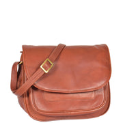 Womens Soft BROWN Leather Multi Zip Pockets Shoulder Bag A95