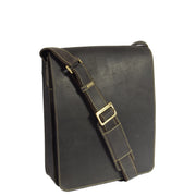 Gents Leather Messenger Shoulder Cross Body News Boy Bag A41 Brown