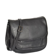 Womens Soft BLACK Leather Multi Zip Pockets Shoulder Bag A95
