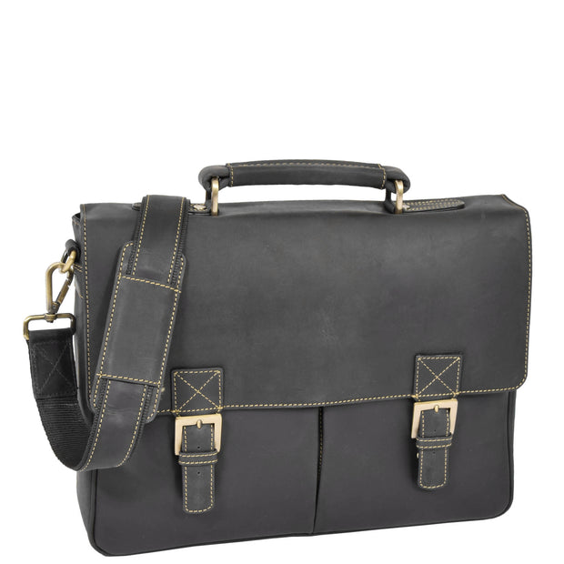 Mens REAL Leather Briefcase Vintage Look Satchel Shoulder Bag A167 Brown