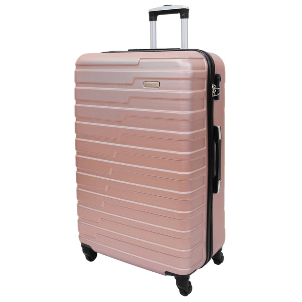 Robust 4 Wheel Suitcases ABS Rose Gold Lightweight Digit Lock Luggage Travel Bag Stargate