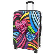 Expandable Hard Shell Multicolour Hearts 4 Wheel Luggage Suitcase Large 1