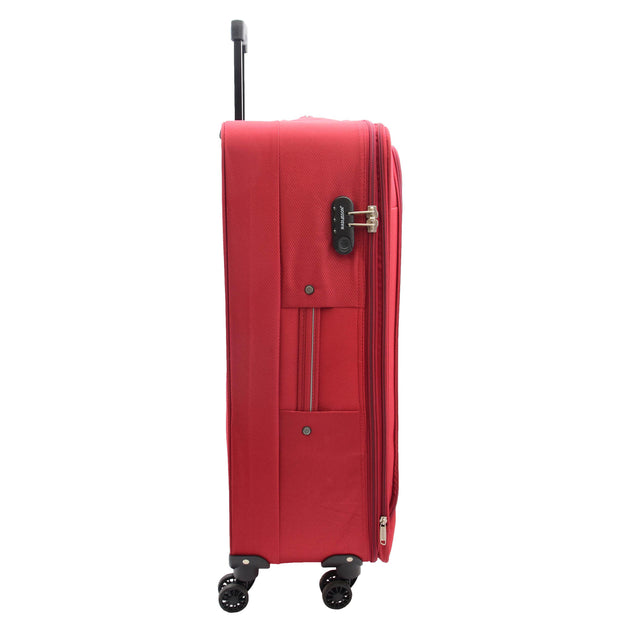 4 Wheel Suitcases Lightweight Soft Luggage Expandable Digit Lock Travel Bags Floaty Red