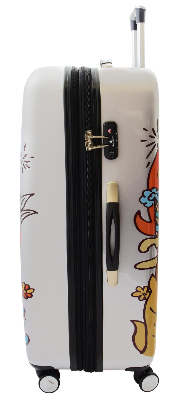 4 Wheel Luggage Hard Shell Expandable Suitcases Lightweight Travel Bags Cartoons Print