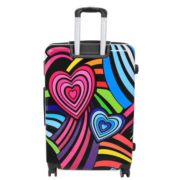 Expandable Hard Shell Multicolour Hearts 4 Wheel Luggage Suitcase Large 3