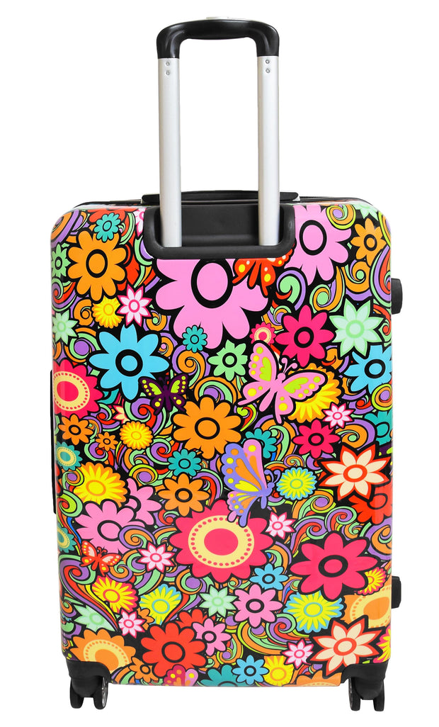 4 Wheel Suitcases Multicoloured Flower Print PC Hard Shell Luggage Lightweight Travel Bags Orchid